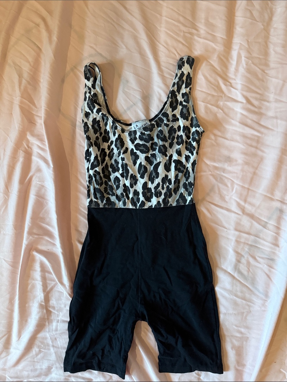 LA Hearts Black and White Leopard Print Romper